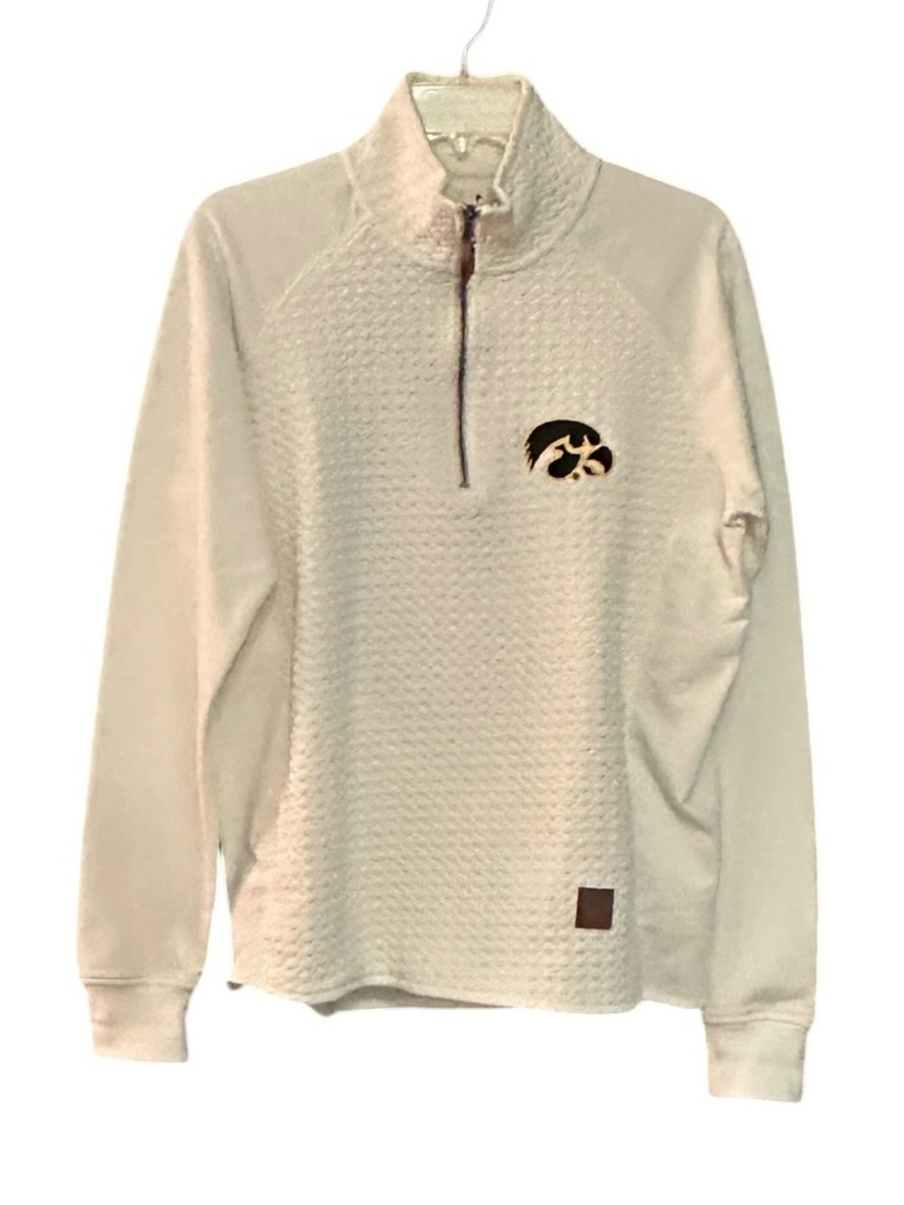 Pressbox Iowa Hawkeyes Women’s White Quilted Quarter-Zip Pullover Small